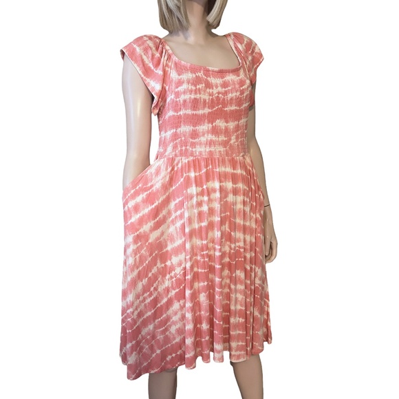 Torrid Super Soft Rayon Dress On Off Shoulder Flutter Sleeves Dyed Stripes NWOT - Picture 10 of 16